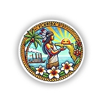 Tropical Florida State Seal.  Sticker (Peel N' Stick)